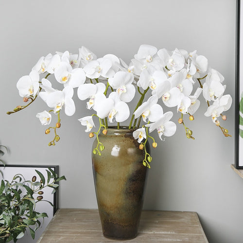 Artificial Silk White Orchid Flowers High Quality Butterfly Moth Fake Flower for Wedding Party Home Festival Decoration