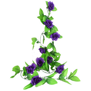 Silk Artificial Rose Vine Hanging Flowers For Wall Decoration Rattan Fake Plants Leaves Garland Romantic Wedding Home Decoration
