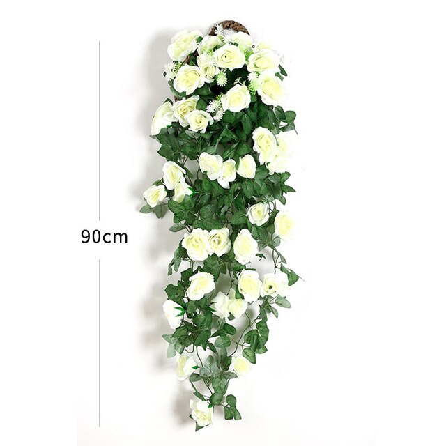 Dropship 2pcs Fake Rose Vine Flowers Garland Plant Artificial Flower Wall Hanging  Flower Rattan Fake Plant Leaf Wedding Home Garden Decor to Sell Online at a  Lower Price