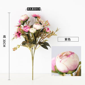 1 bunch Artificial Flowers Cheap Small Tea Rose Vases for Home Decor Wedding Decorative Flowers Needlework Ornamental Flowerpot