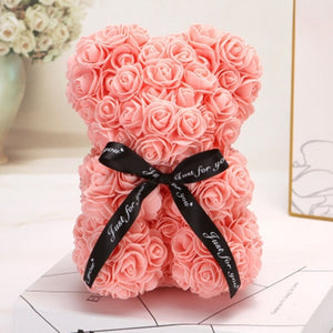 HOT Valentines Day Gifts 25cm 40cm Red Teddy Bear of Roses Artificial Flowers Decoration Christmas Women home decor accessories