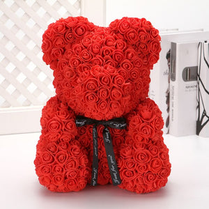 HOT Valentines Day Gifts 25cm 40cm Red Teddy Bear of Roses Artificial Flowers Decoration Christmas Women home decor accessories