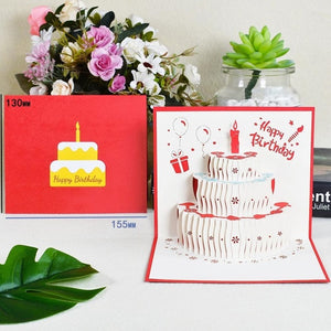 3D Pop-Up Cards Birthday Card for Girl Kids Wife Husband Birthday Cake Greeting Card Postcards Gifts Card with Envelope Stickers