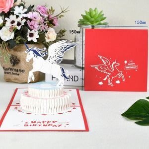 3D Pop-Up Cards Birthday Card for Girl Kids Wife Husband Birthday Cake Greeting Card Postcards Gifts Card with Envelope Stickers