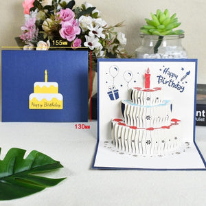 3D Pop-Up Cards Birthday Card for Girl Kids Wife Husband Birthday Cake Greeting Card Postcards Gifts Card with Envelope Stickers