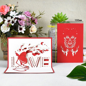 Love 3D Pop-Up Cards Valentines Day Gift Postcard with Envelope Stickers Wedding Invitation Greeting Cards Anniversary for Her