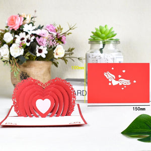 Love 3D Pop-Up Cards Valentines Day Gift Postcard with Envelope Stickers Wedding Invitation Greeting Cards Anniversary for Her