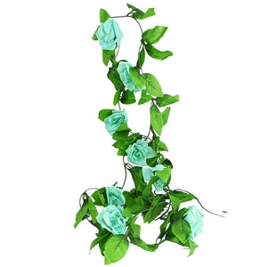 Silk Artificial Rose Vine Hanging Flowers For Wall Decoration Rattan Fake Plants Leaves Garland Romantic Wedding Home Decoration