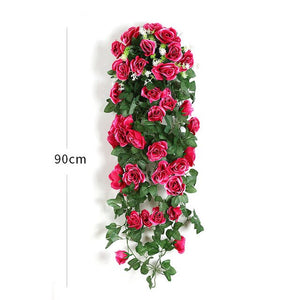 Artificial Flower Rattan Fake Flower Vine Decoration Wall Hanging Roses home decor accessories Wedding Decorative Flowers Wreath