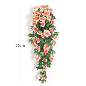 Artificial Flower Rattan Fake Flower Vine Decoration Wall Hanging Roses home decor accessories Wedding Decorative Flowers Wreath