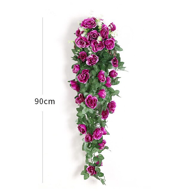 Artificial Flower Rattan Fake Flower Vine Decoration Wall Hanging Roses home decor accessories Wedding Decorative Flowers Wreath